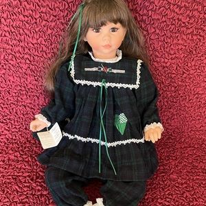 Plaid Doll with Green Ribbon By Lloyd Middleton